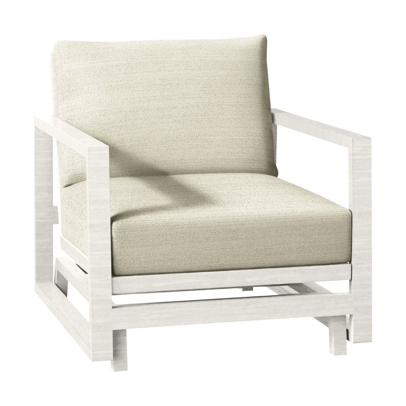 Avondale Patio Lounge Chair with Cushions, No Welt + Standard Fill, Rollo Silver, Chalk