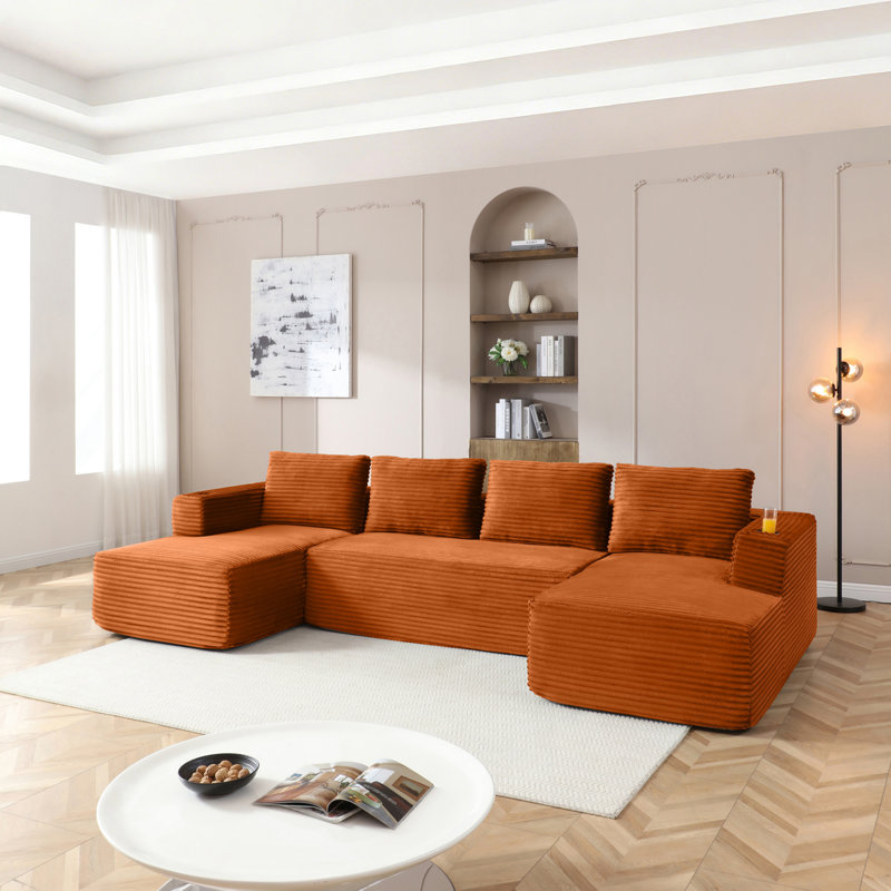 Canapé modulaire en Corduroy, Orange