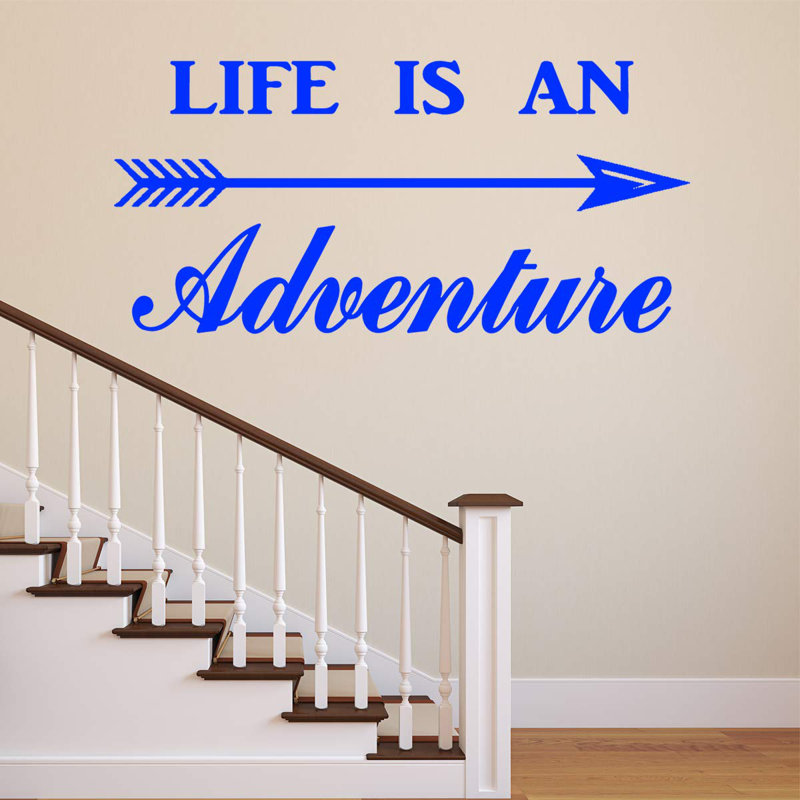 Décalcomanie murale « life is a adventurer adventurer », H 11 po x l 22 po, Bleu