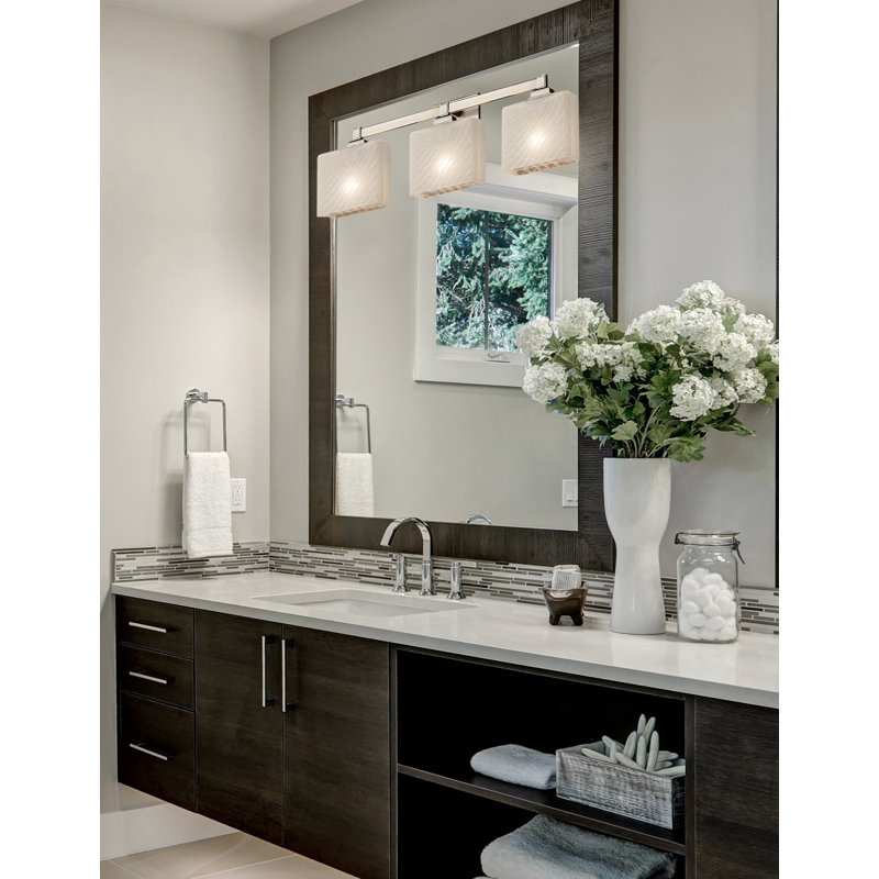 Éclairage pour meuble-lavabo 3 lumières Shmavon, Nickel brossé, Tissage