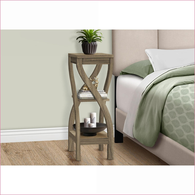 Table basse contemporaine à 3 niveaux peu encombrante en stratifié d'aspect bois brun pour les petites pièces