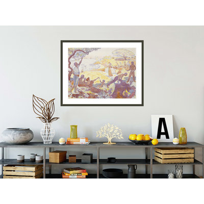 «In The Time Of Harmony: The Joy Of Life - Sunday By The Sea» par Paul Signac - Impression giclée encadrée