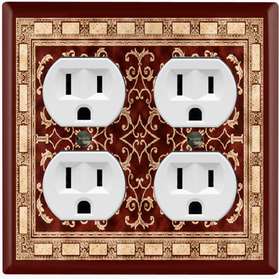Elegant Beige Red Carpet Rug Print Nature Themed 2 - Gang Duplex Outlet Standard Wall Plate