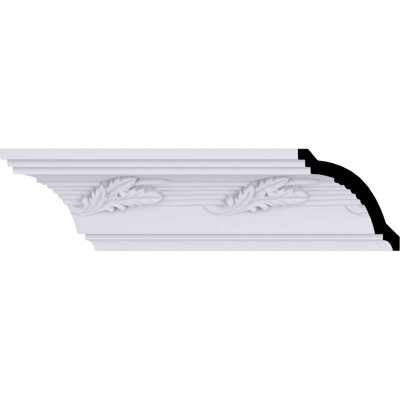 Endurathane Leaf Twist Crown Moulding, 4"H x 4"P x 5 5/8"F x 94 1/2"L, (6" Repeat), Factory Primed