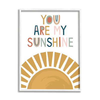 You Are My Sunshine Phrase Children's Sun Rise Oversized White Framed Giclee Texturized Art by Lisa Perry Whitebutton