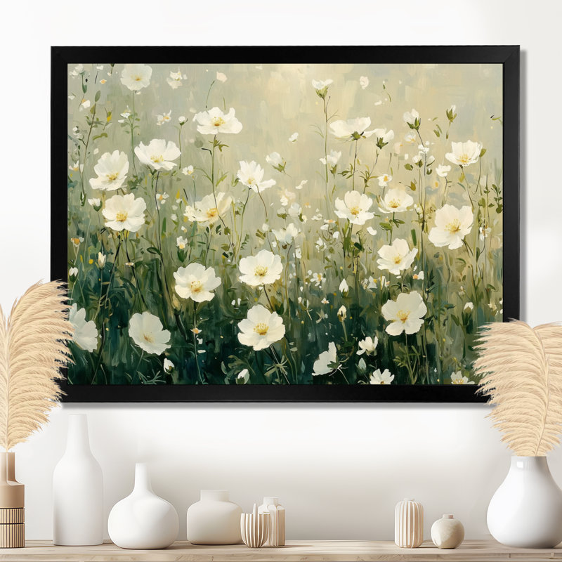 Innarah White Wildflower in Spring Bloom I - Wildflowers, art mural, Reproduction encadrée d'une seule photo