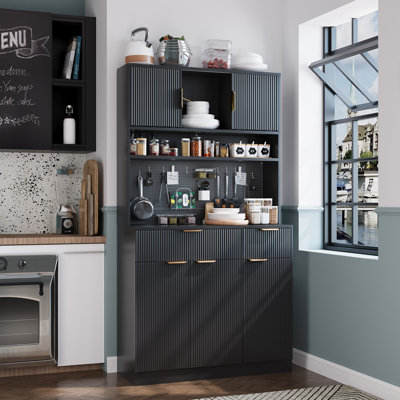 72.8" Kitchen Pantry Cabinet With Microwave Shelf by PPorfamilia