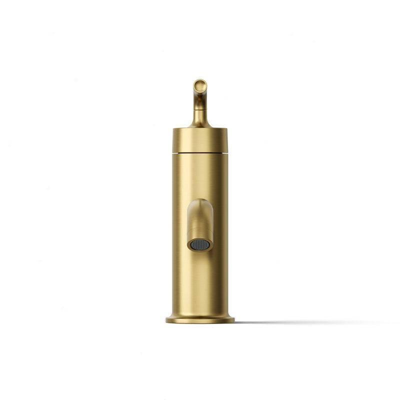 Robinet de salle de bain monotrou avec ensemble de bonde Purist, Laiton brossé moderne éclatant