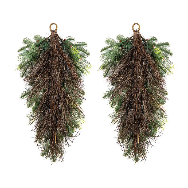 Ensemble de 2 gouttes en forme de baie, de pomme de pin et de cloche H 26 po