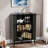 Modern 3-tier Corner Storage Cabinet With Tempered Glass Doors, Removeable Shelves & Metal Frame