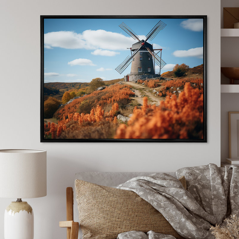 Mascolino Allemagne, moulin à vent néerlandais IV - impression, 24" H x 32" W, Cadre flottant noir