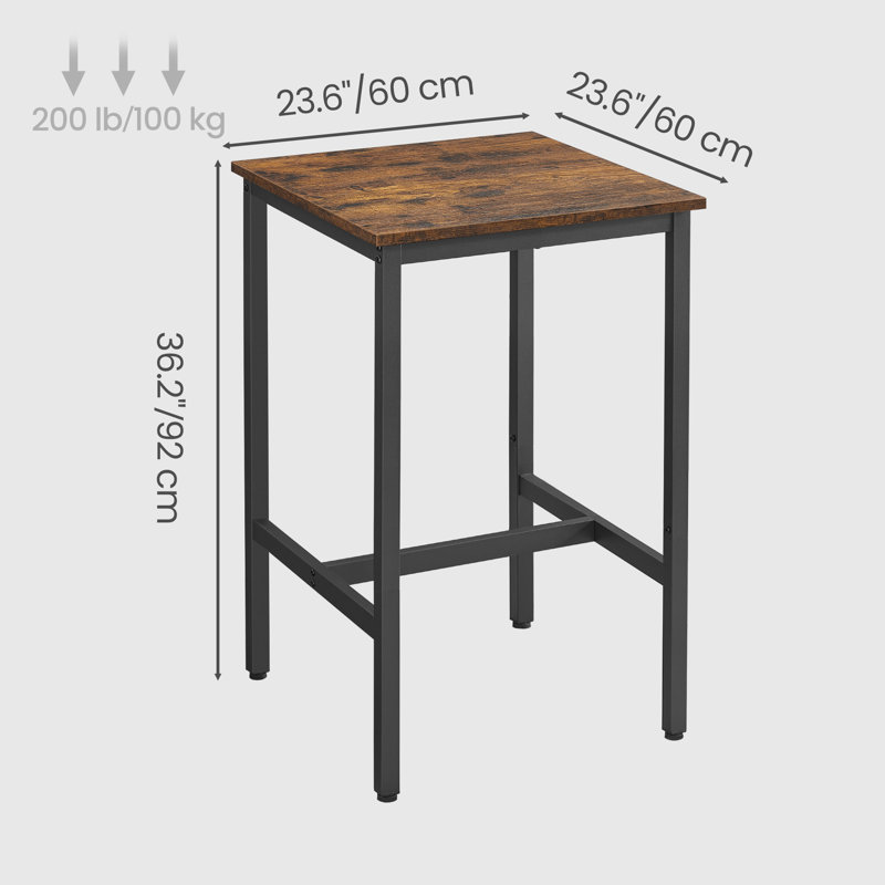 Table de salle à manger Mciver, Brun rustique / noir, H 37 po x L 24 po x l 24 po