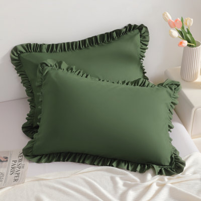 2 Pack Ruffled Edge Decorative Pillow Shams,Envelope Design Bedroom Pillow Shams