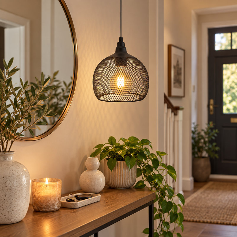 Lampe suspendue noire à piles