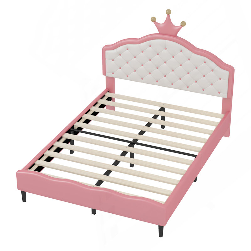 PU Leather Princess Bed with Tufted Headboard, Full / Double