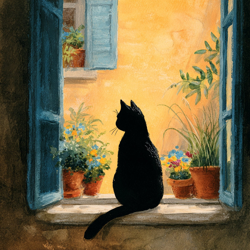 «Bright Meadow Cat», art mural sur toile tendue, L 40 po x H 40 po x P 1,5 po