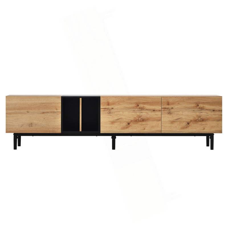 Modern TV Stand for 80'' TV with 3 Doors, Media Console Table, Entertainment Center with Large Storage Cabinet for Living Room, Bedroom