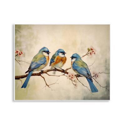 Trio d'oiseaux sur plaque murale, conception par Arlington Prints