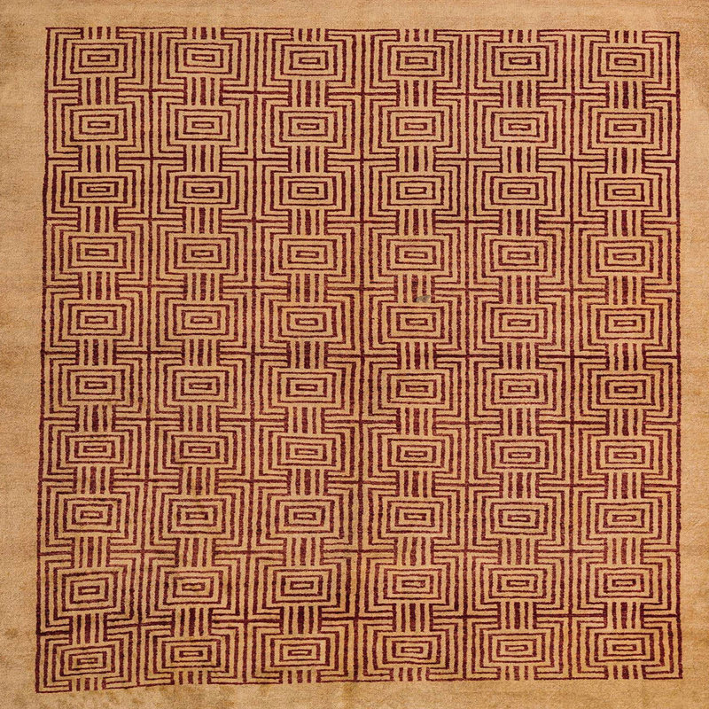 Tapis décoratif multicolore à motif abstrait, Carré 5 pi
