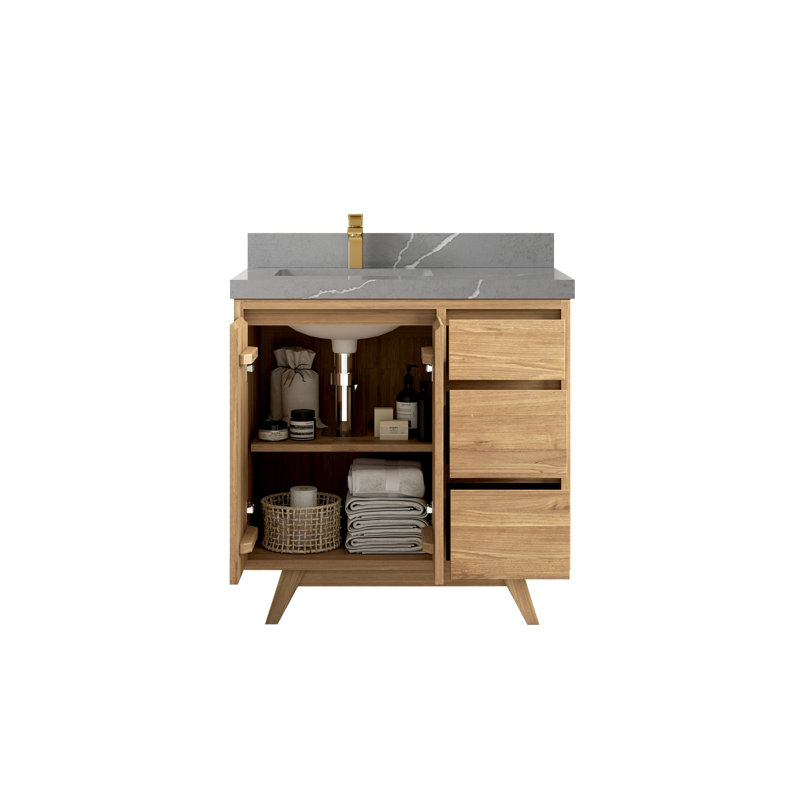 Ensemble de meuble-lavabo simple 36 po Kristynn, Gris Piatra