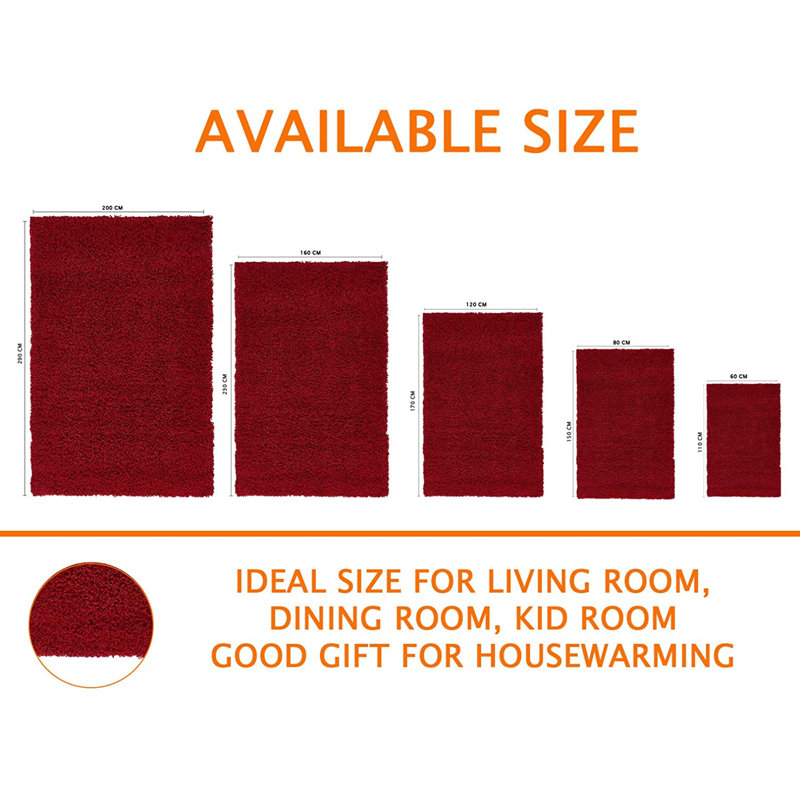 Hager Solid Colour Shag Area Rug Set, Rectangle 200 x 290cm