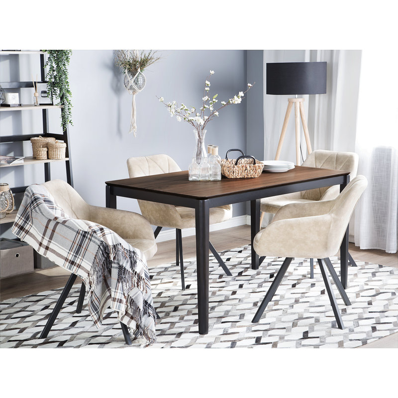 Laisha Solid Wood Base Dining Table, H75 x L135 x W80cm, Black