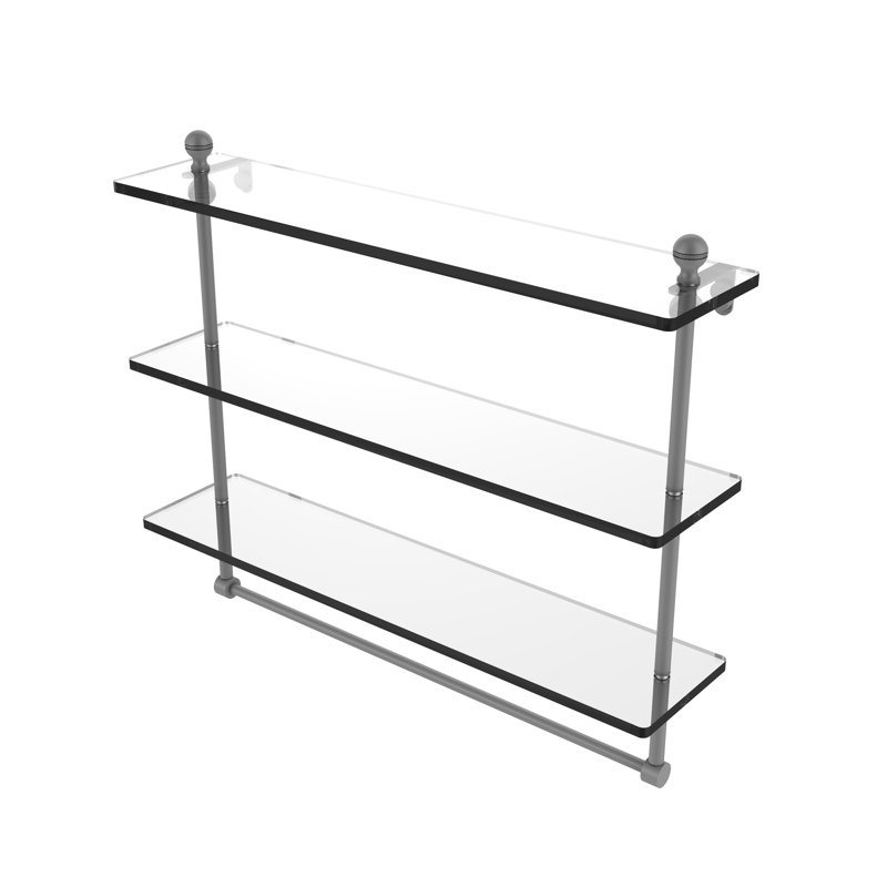 Gober 3 Piece Tiered Shelf with Towel Bar, 22", Matte Gray