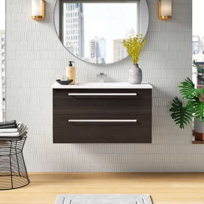 Meuble-lavabo simple de 36 po pour la salle de bain avec comptoir en marbre synthétique Silhouette