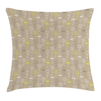 Sketchy Flowers Butterfly Square Pillow Cover