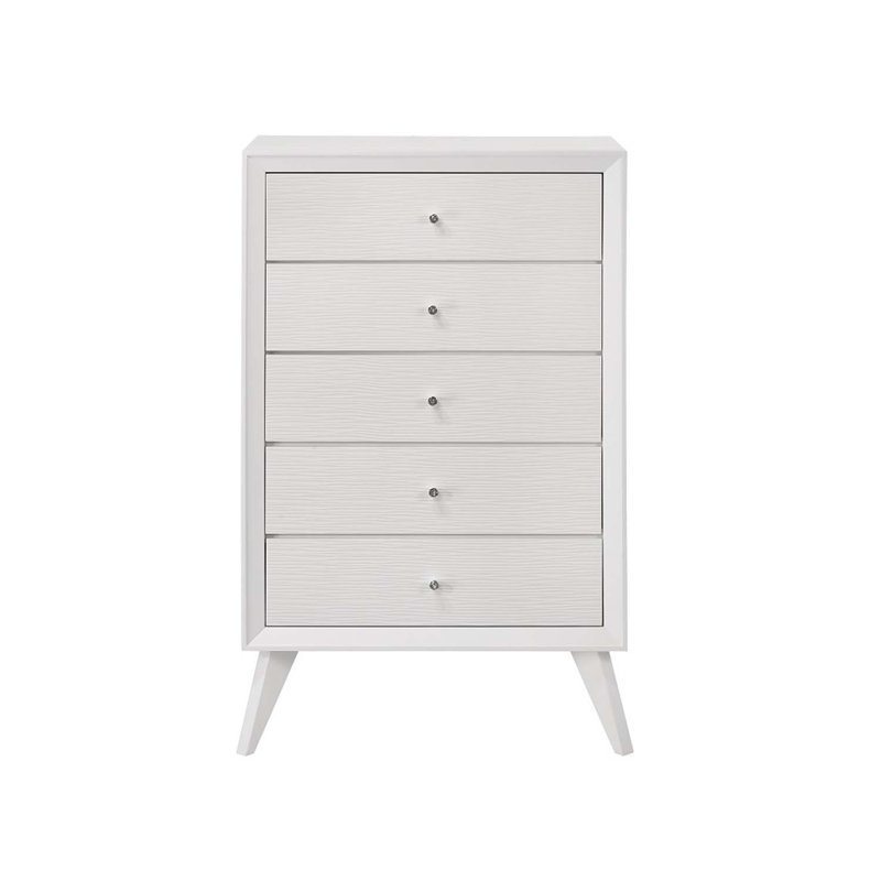 Commode 5 tiroirs Cerys, finition blanche