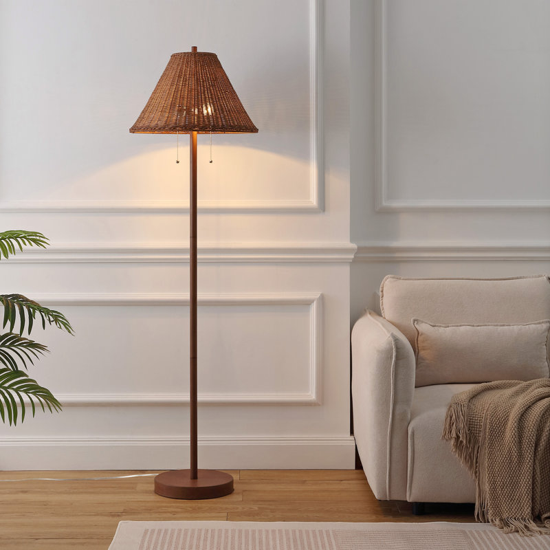 Lampe sur pied igby, Bois brun foncé