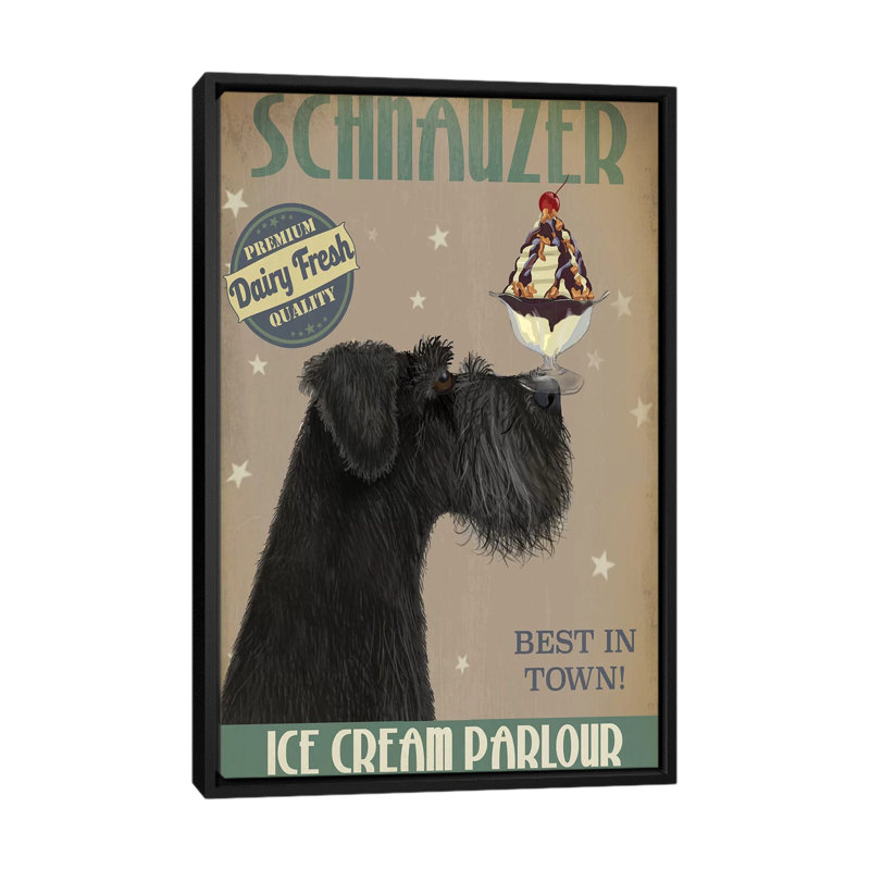 « schnauzer ice crème », reproduction d’impression sur toile tendue Fab Funky, H 26 po x l 18 po x P 1,5 po, Pas de tapis