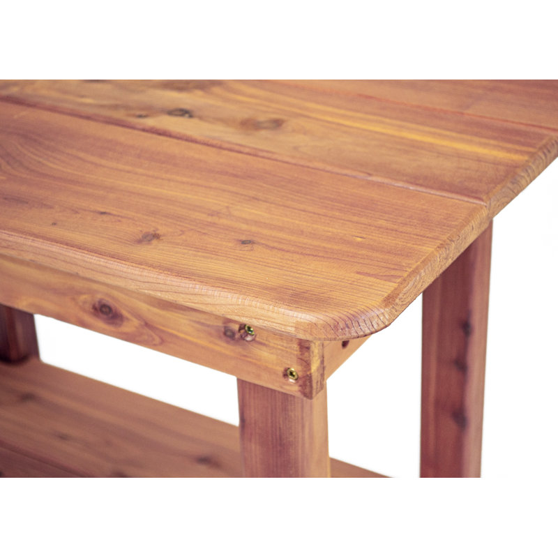 Medium Brown Cedar Rectangular Outdoor End Table