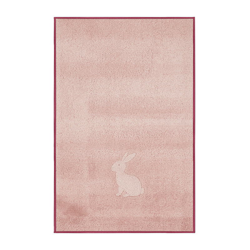 Tapis rose moderne et contemporain lavable à la machine Aguayo, 5 x 7
