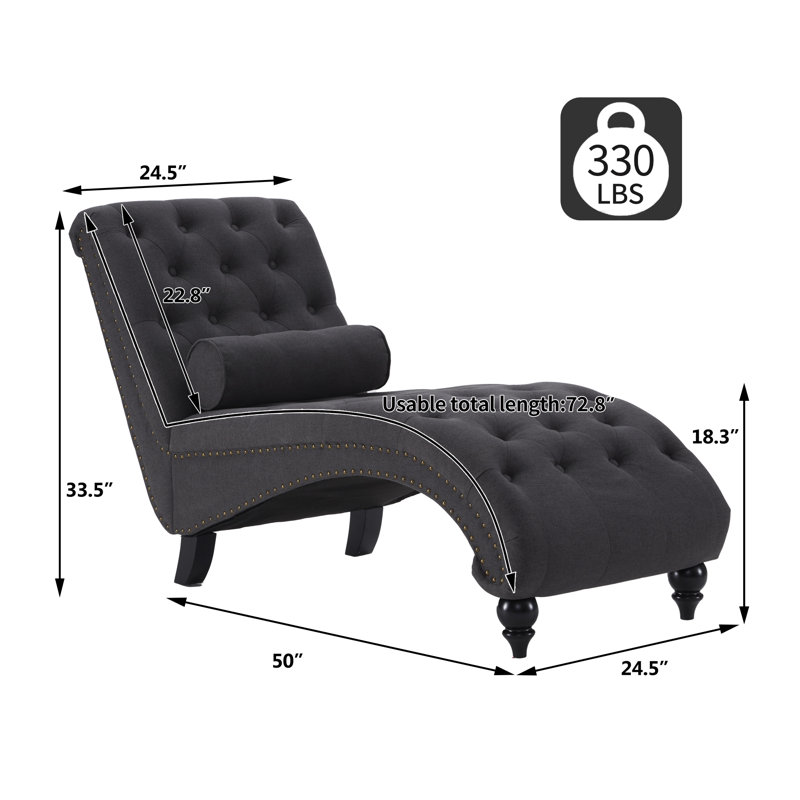 Chaise longue sans accoudoirs Ameerat, Lin gris foncé
