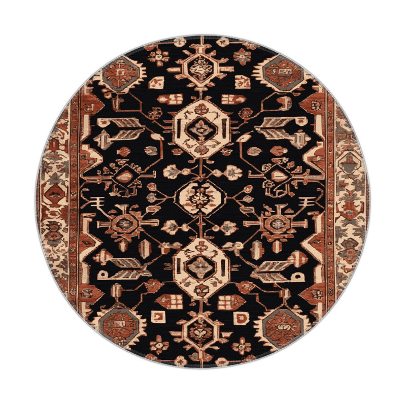 Tapis turc intérieur et extérieur brun, Rond 5 pi