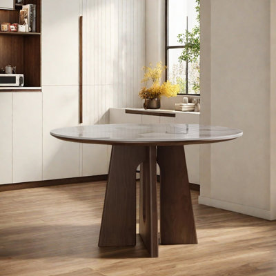 Durable Textured Rock Slab Pine Round Table