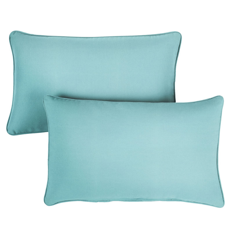 Ashish Outdoor Sunbrella Rectangular Pillow Cover & Insert, Sunbrella - Canvas Aruba, Rectangle 16" H x 26" W