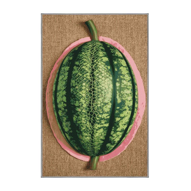 Washable Crenshaw Melon Fruits Area Rug, Rectangle 4' x 6'