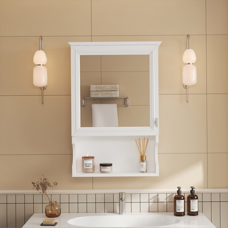 Armoire de rangement de salle de bain murale 20 "avec miroir, armoire de rangement murale avec porte, armoire à pharmacie murale à miroir