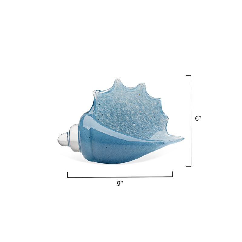 Triton Shell Blown Glass, Steel Blue