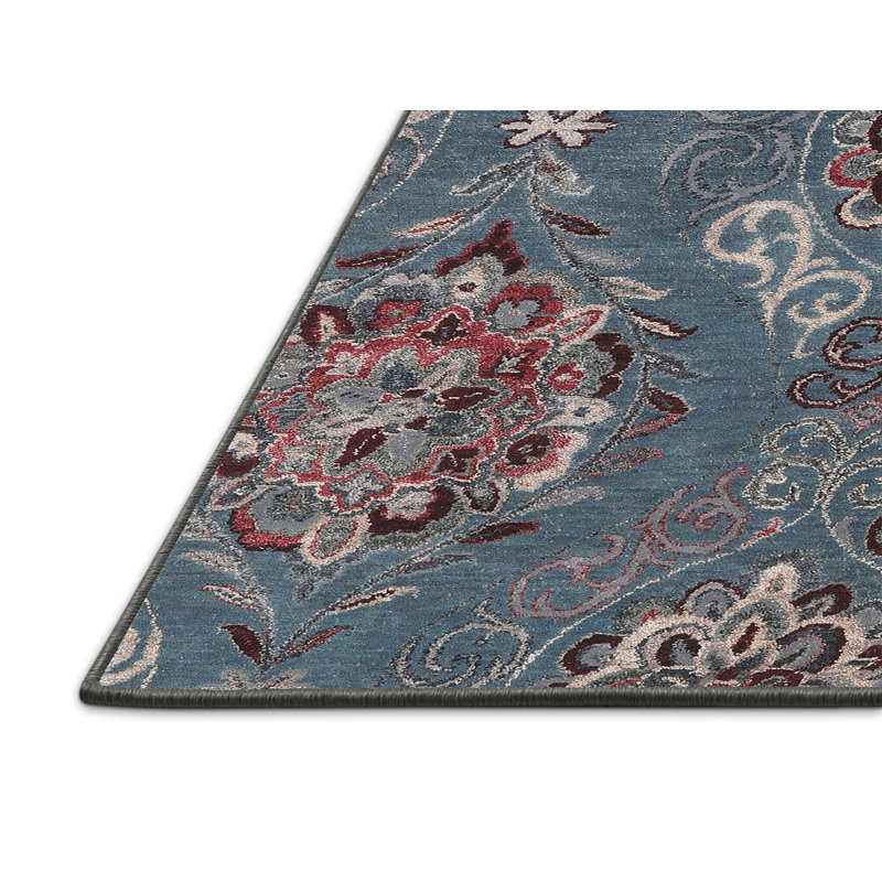 Bleu contemporain/Tapis décoratif brun, Rectangle 5 pi x 7 pi
