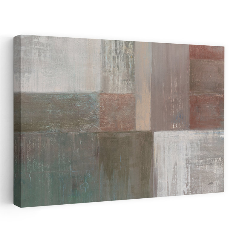 Homespun contemporain abstrait gris vert gris, H 60 po x l 40 po