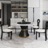 8 Seat Modern Round Sintered Stone Dining Table With Rotating Tray,modern Key-shaped Dining Chairs