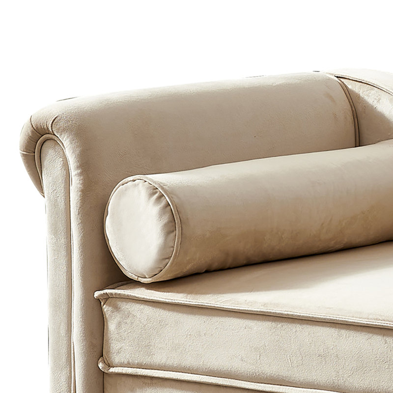 Chaise longue en velours Kelei, Beige