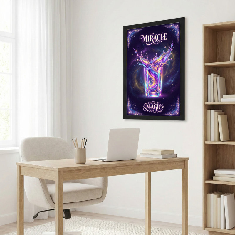 «Miracle Magic Neon Drink Splash», reproduction d'art sur toile tendue sur toile, ensemble de 1, H 24 po x l 16 po