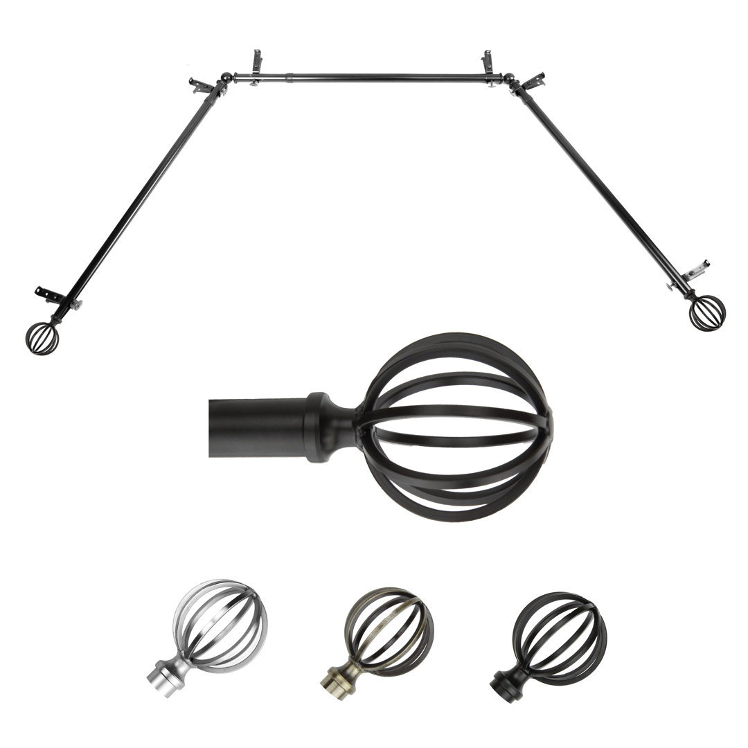 Burma Bay Window Single Curtain Rod Red Barrel Studio® 