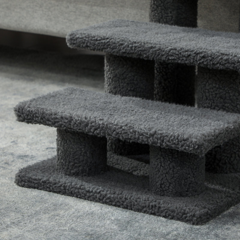 Escalier pour animal 3 marches, poteau à griffer pour chat, Gris