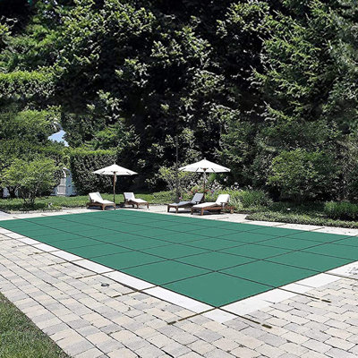 Pool Safety Cover Fits 18x36 ft Inground Pool, Ultra-Dense Rectangle Pool Cover Green Mesh SolPool Safety Net and Installation Tools, Safety Pool Cover w/Anchors, Winter Cover Size 20x38 ft