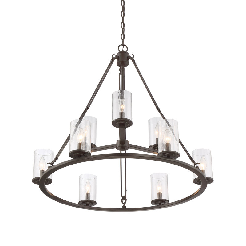 Screven 9 - Light Dimmable Wagon Wheel Chandelier